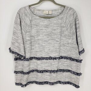 Chico's Fringe Trim Short Sleeve Top